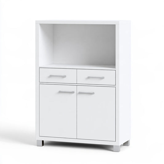 Meuble de rangement aux lignes épurées, coloris blanc