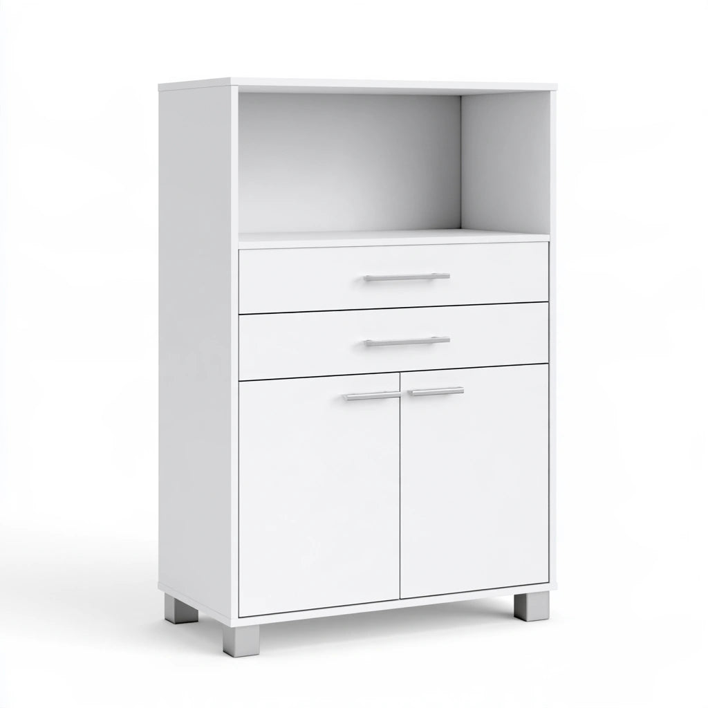 Meuble de rangement aux lignes épurées, coloris blanc