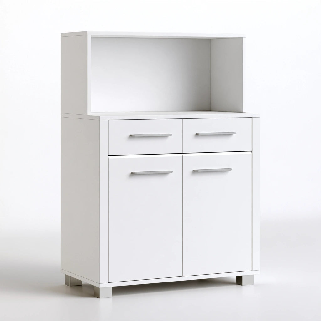 Étagères de rangement modernes blanc de Kelmivor, meuble épuré avec lignes simples pour organisation élégante