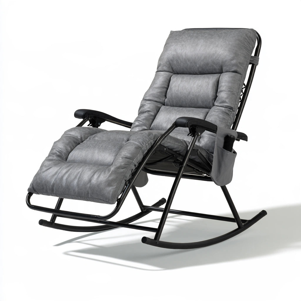 Fauteuil de détente en métal, coloris gris et noir
