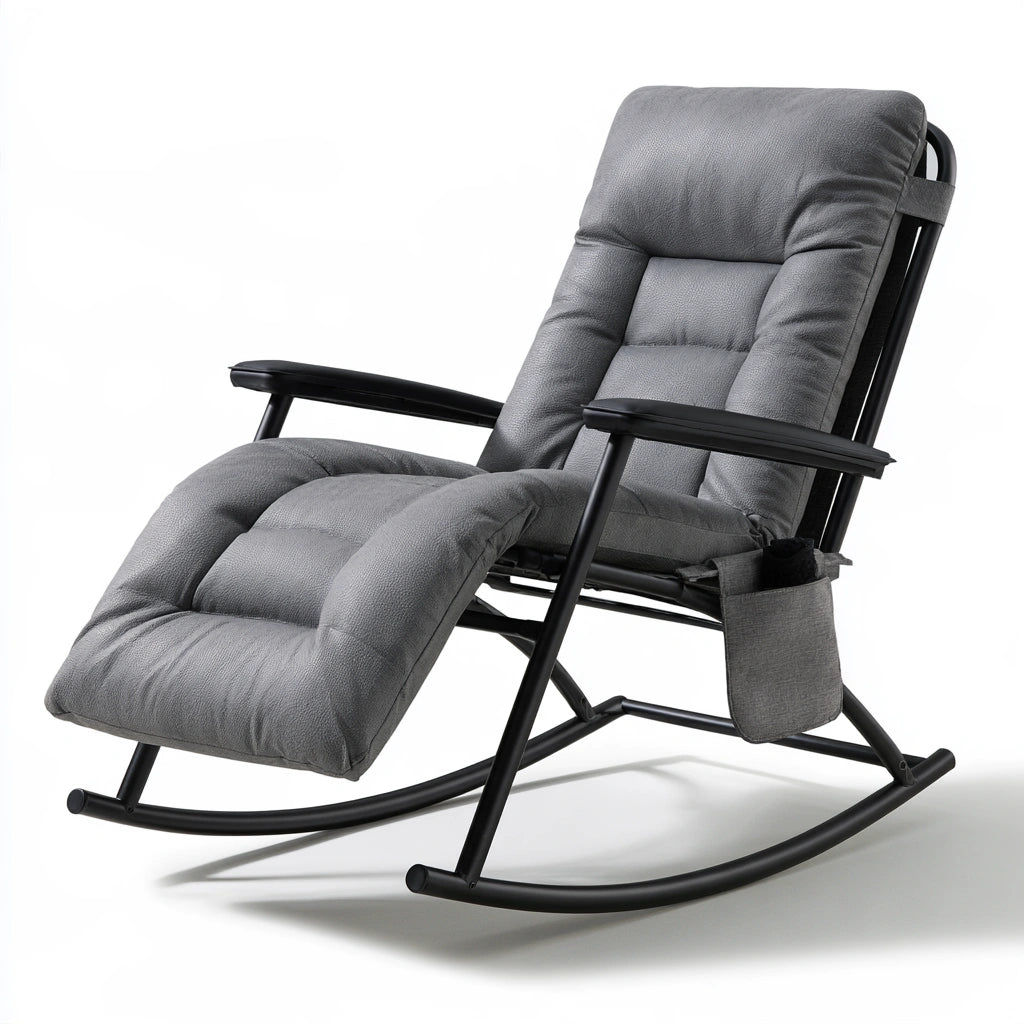 Fauteuil de détente en métal, coloris gris et noir