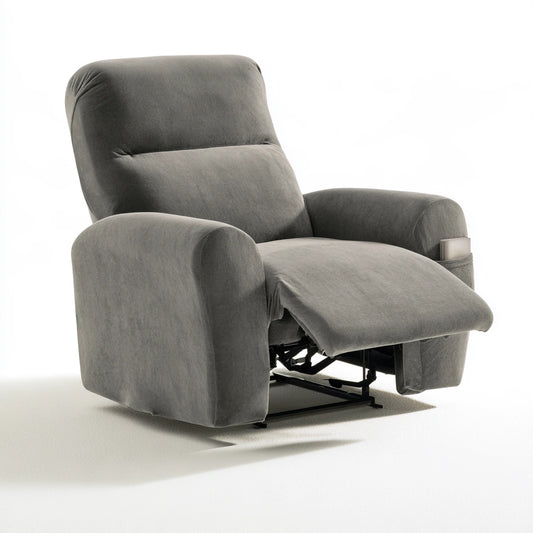 Housse extensible pour siège en velours, coloris gris