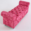 Banc avec rangement en velours, coloris rose