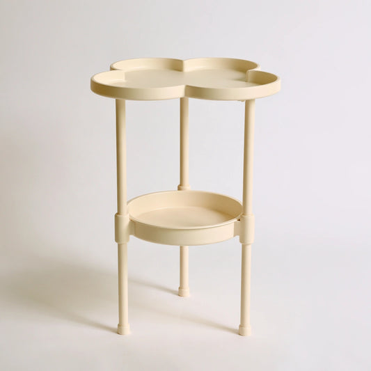 Table d'appoint à deux niveaux aux lignes épurées, coloris crème et beige clair