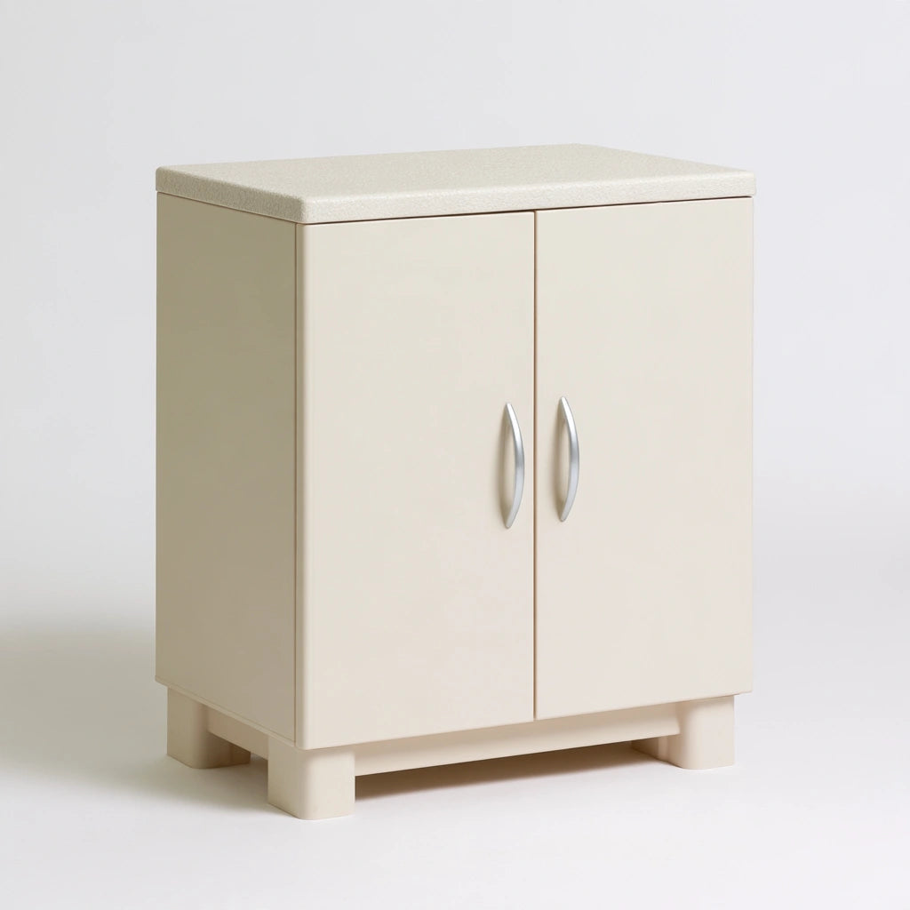 Étagère de rangement étroite en plastique beige clair de la marque Kelmivor, vue de face, idéale pour espace réduit.