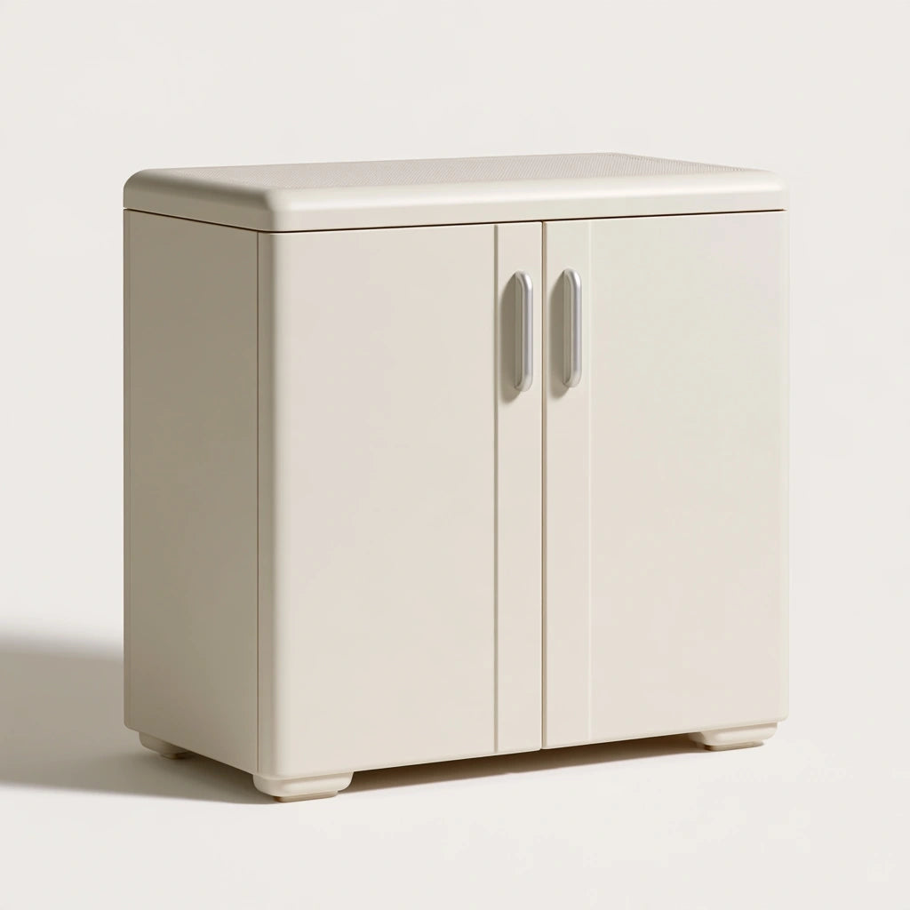Tour de rangement étroite en plastique, coloris beige clair